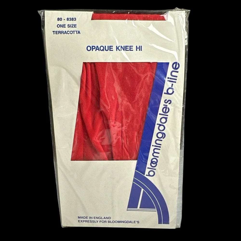 Vintage Bloomingdales B-Line‎ - Terracotta - Opaque Knee Hi - One Size - Red NOS